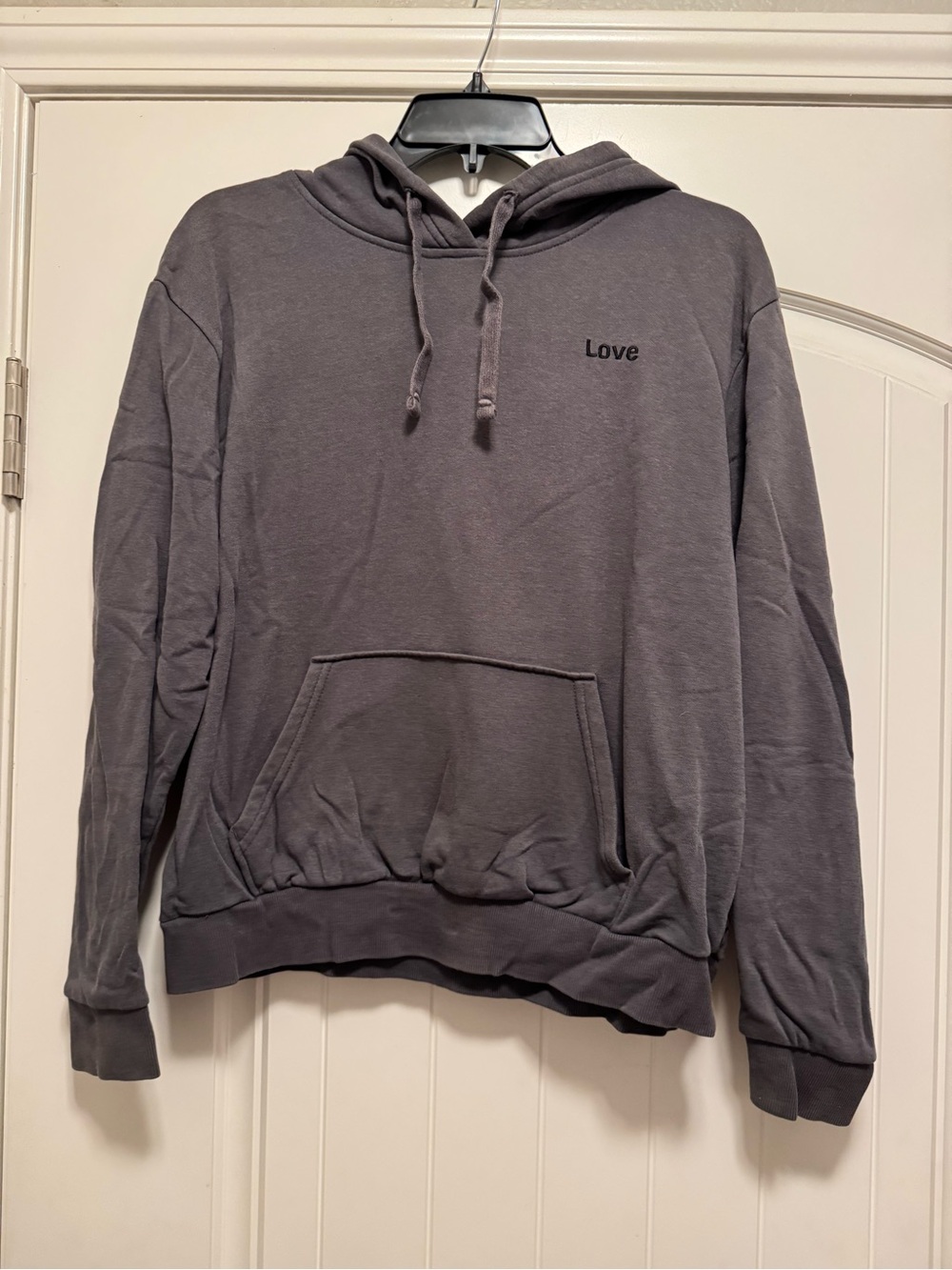 H&M DIVIDED Gray Crewneck Hoodie with 'Love' Embroidery